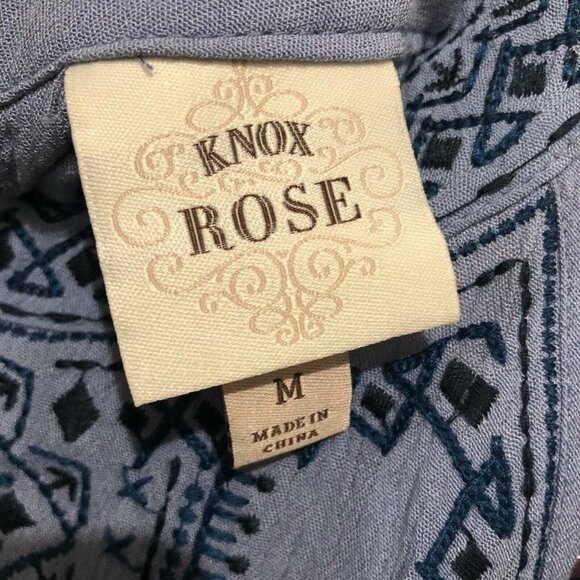 KNOX ROSE Womens M Dress Cold Shoulder Blue Embroidered High Neck Knee Length - Picture 6 of 9